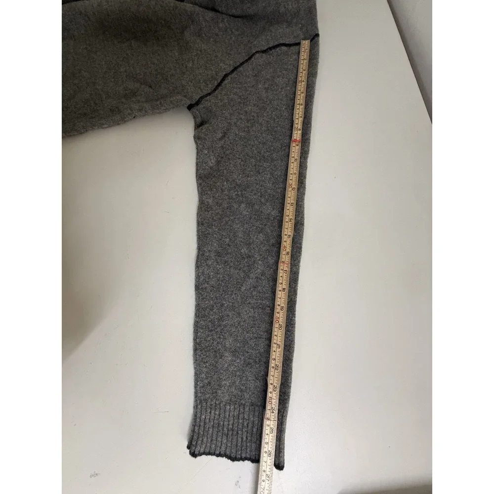 Express Men XXL Gray V Neck Sweater Black Trim Pullover Minimalist Classic